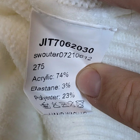 Shein Cream White Soft Knit Button Front V Neck Cardigan Plus Size 2XL Women - Picture 4 of 9